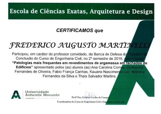 Examinador em banca de TCC de Engenharia Civil, Universidade Anhembi Morumbi